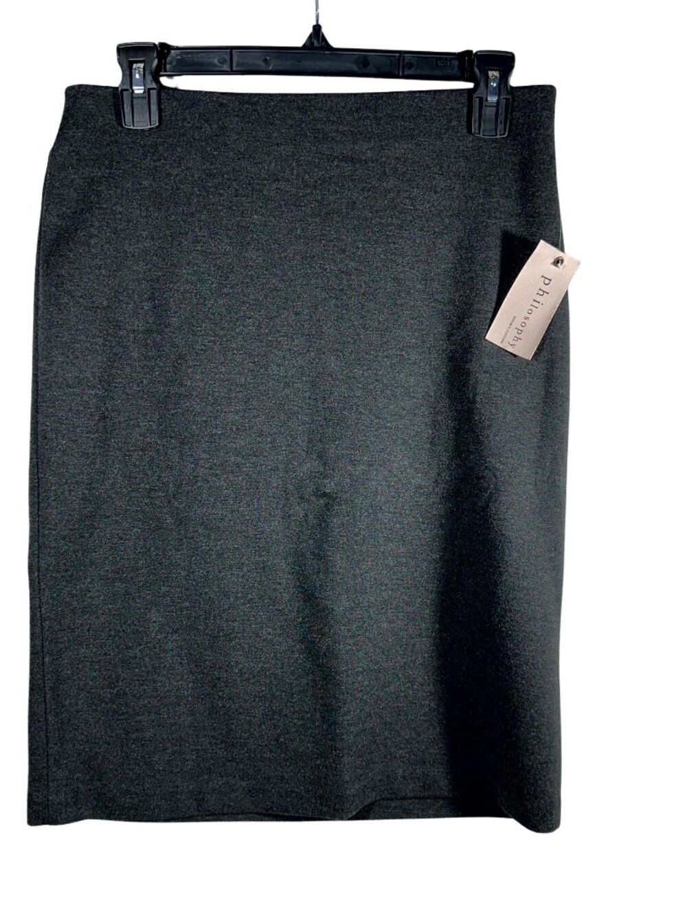 NEW Philosophy Republic Clothing Womens 6 Gray Ponte Pencil Skirt Gold Zip
